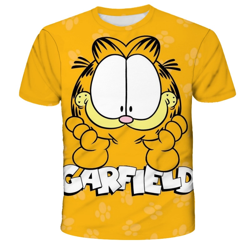 2022 Summer New Children Clothing Cute Cartoon Garfield T Shirt Kids Cool Camiseta 3D Short Sleeved
