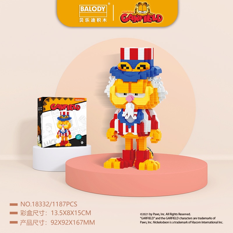 Balody Mini Blocks Magic Cartoon Garfield Cat Anime Figures Collection Building Toy DIY Bricks for Kids 3