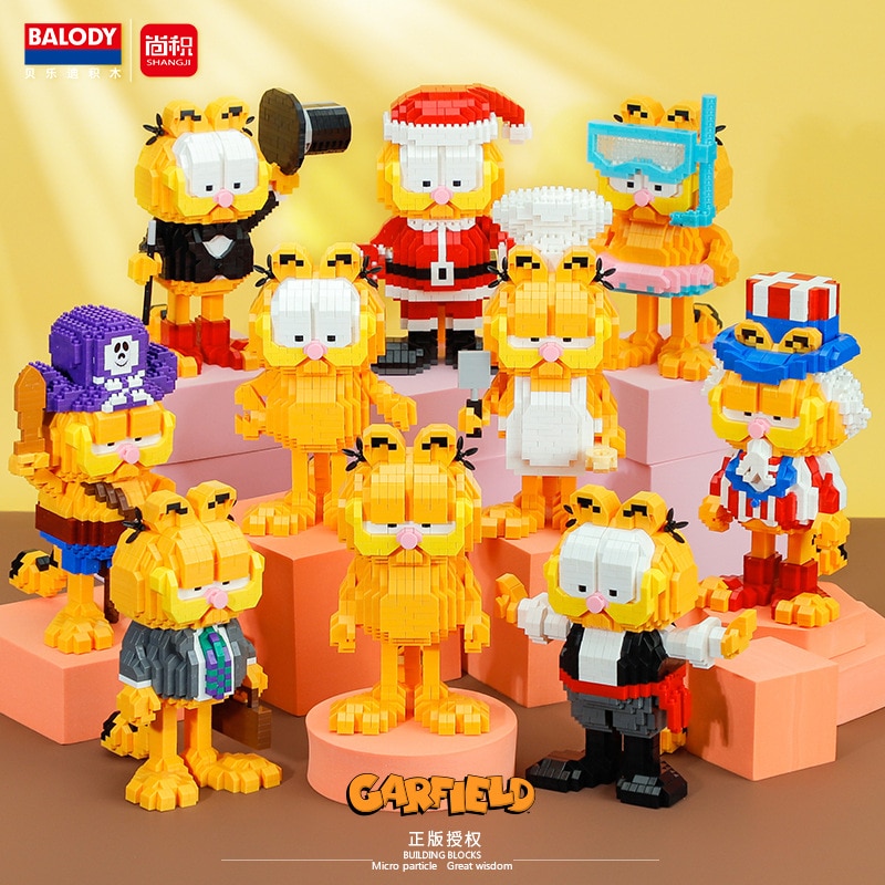 Balody Mini Blocks Magic Cartoon Garfield Cat Anime Figures Collection Building Toy DIY Bricks for Kids