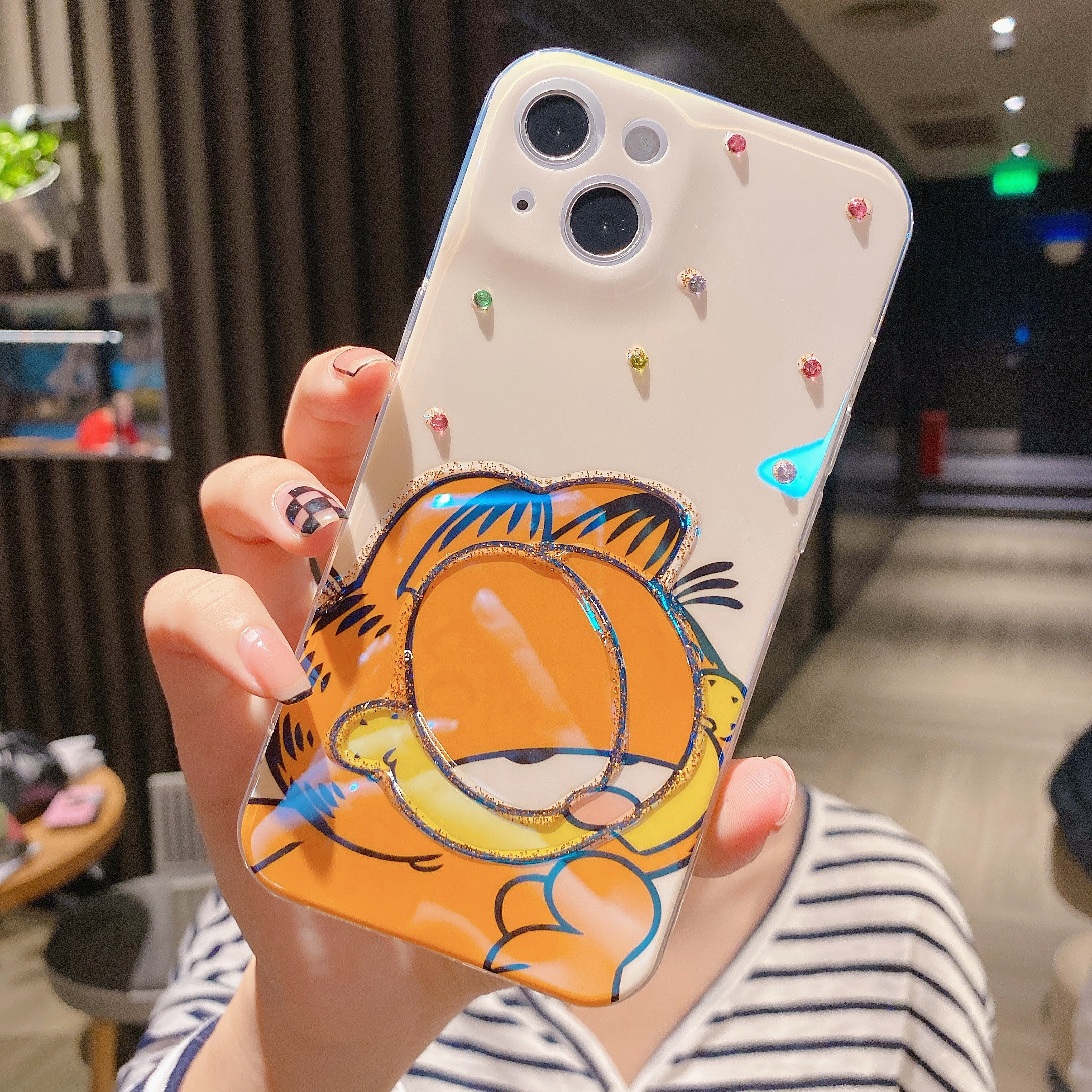 Cartoon Garfield Diamonds Glitter Phone Case For Iphone 11 12 13 Pro Max X Xs Xr 2