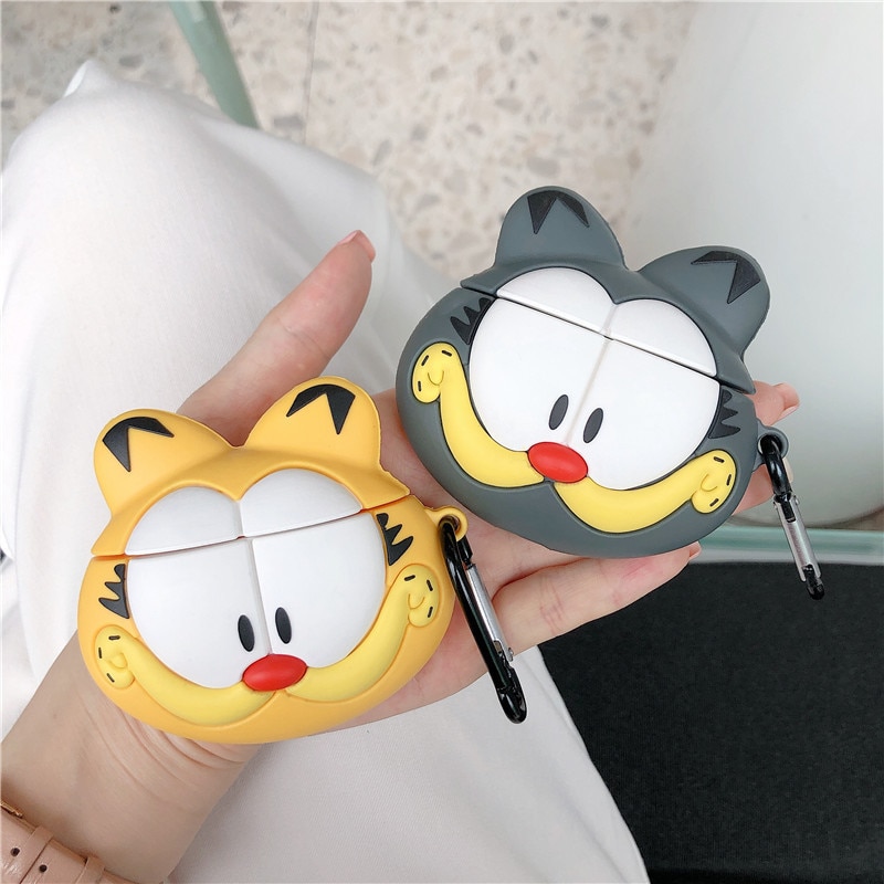Garfield Cute Cartoon Airpods1 or 2 Earphone Protective Sleeve Soft Silica Gel Kawaii Portable Outdoors Girl