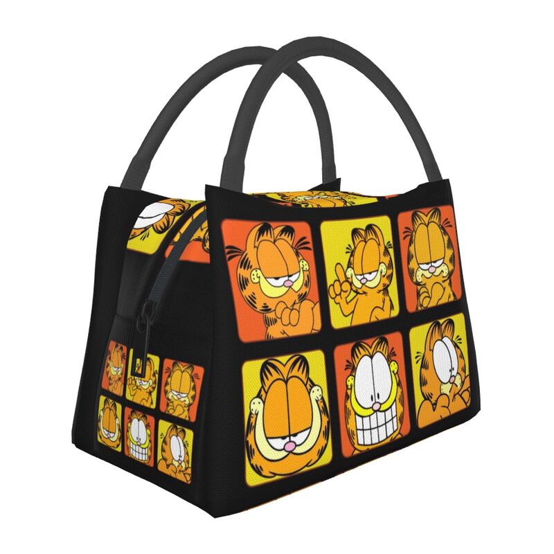 Vintage Cute Garfields Cat Thermal Insulated Lunch Bag Comic Cartoon Lunch Tote for Outdoor Camping Travel