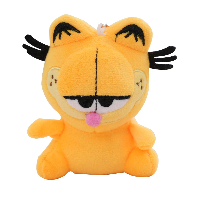 11cm Anime Cartoon Garfield Cat stuffed Plush Toy Keychain Cute Doll Car Key Ring Bag Pendant