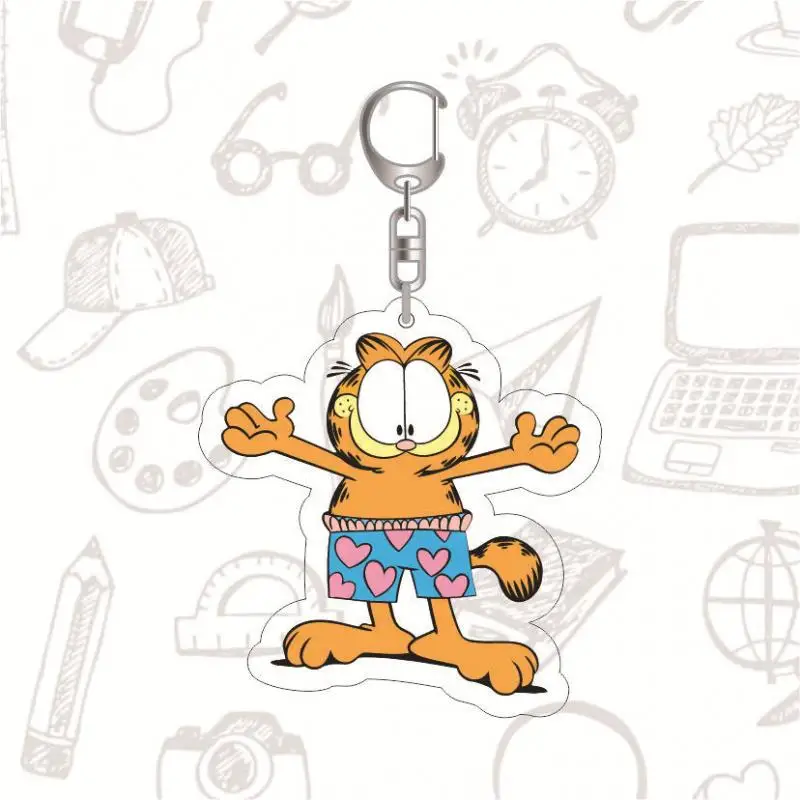 Animation Garfield Pvc Acrylic Standing Plates Key Chain Pendant Couple Pendant Children s Schoolbag Decoration Holiday
