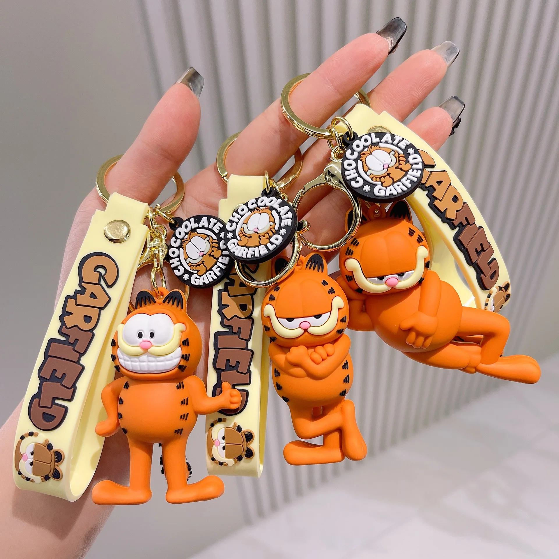 Cartoon Anime Garfield Keychain Lovely Backpack Pendant Creative Collocation Holiday Gifts for Boys Girls