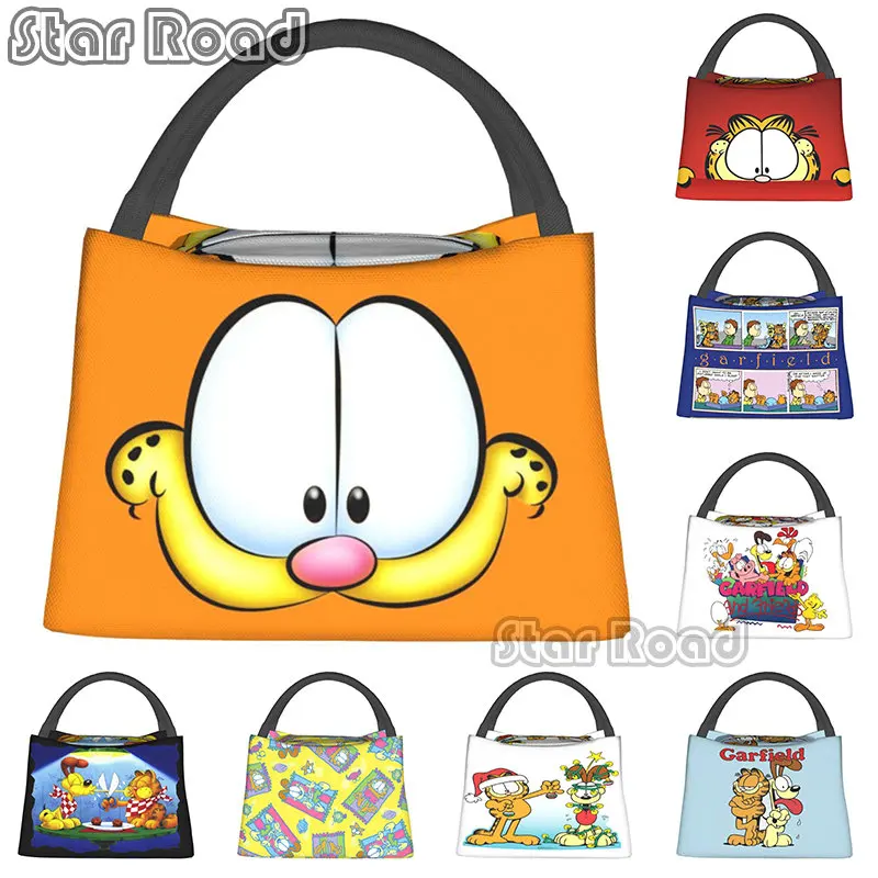 Classic Cartoon Garfields Happy Face Insulated Lunch Bags for School Office Kawaii Cat Resuable Cooler Thermal