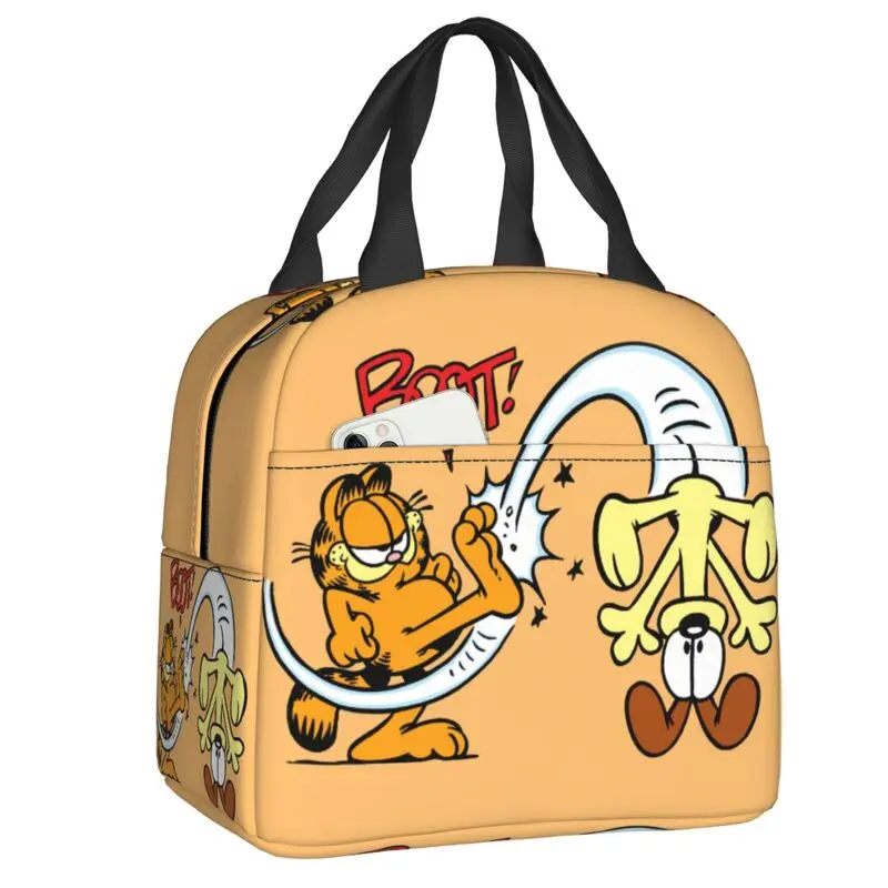 Custom Garfields Cat Cartoon Art Lunch Bag Men Women Warm Cooler Insulated Lunch Box for Kids