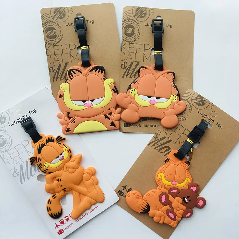 Garfield Silicone Luggage Tag Identification Classification Card Anti Loss Nameplate Lovers Pendant Decoration Gift Wholesale