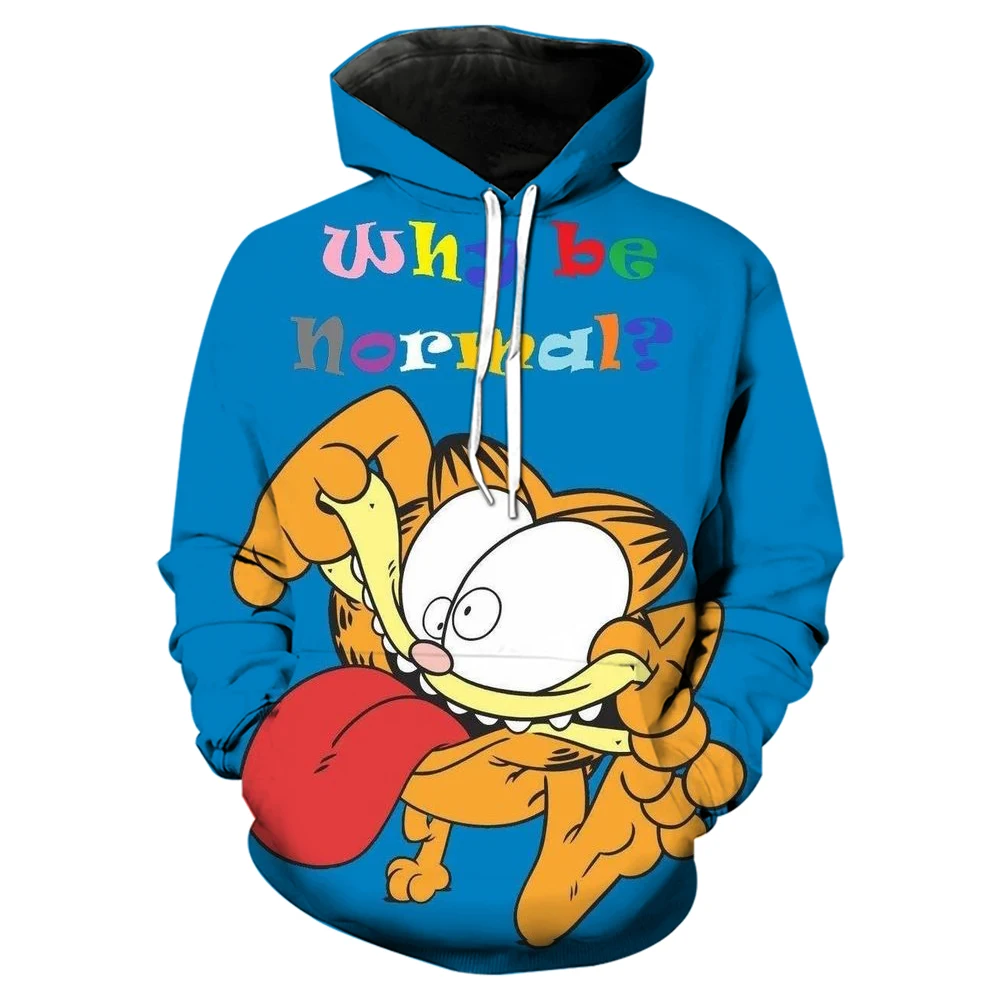 Kawaii Garfield Print Fun Cartoon Hoodie Women s Cute Sweatshirt Pattern Harajuku Hoodie Women s Pullover