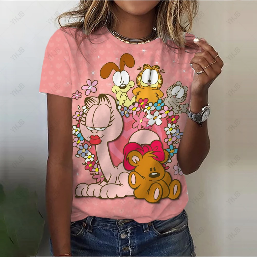 Summer Women T shirt 3D Fashion Garfield Printing Harajuku T Shirt Oversized Girls Tee Clothing New