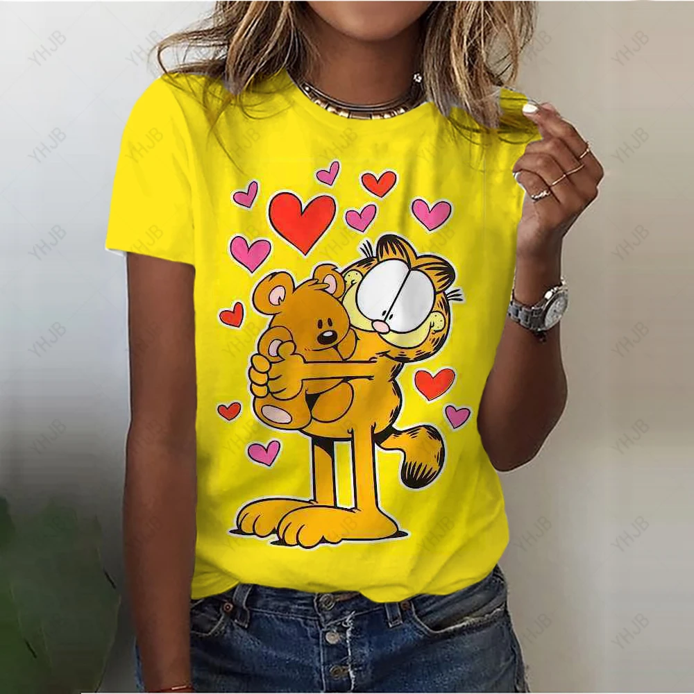 Cute Garfield Cat T shirt Women s Plus Size Top T shirt Yk2 Korean Fashion Street