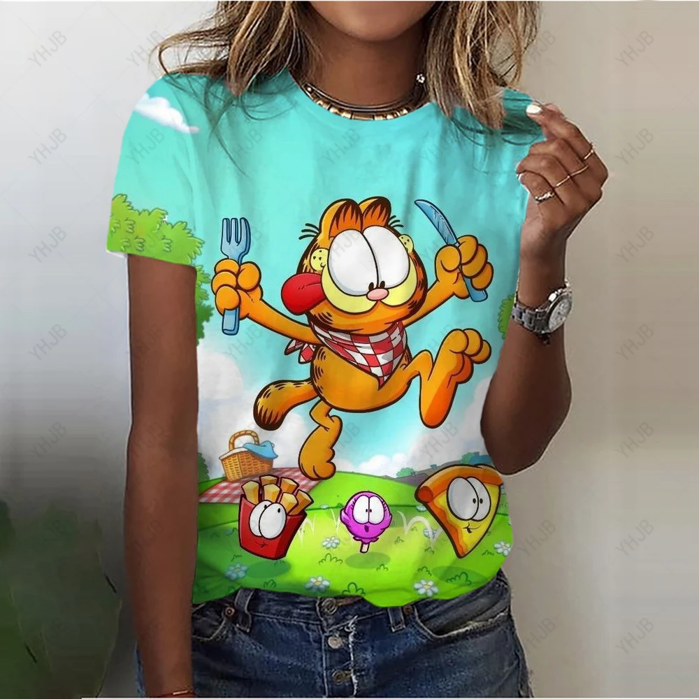 Garfield Cat Show Anime Characters Children S Cute Cartoon T Shirt Women S 3d Printing T
