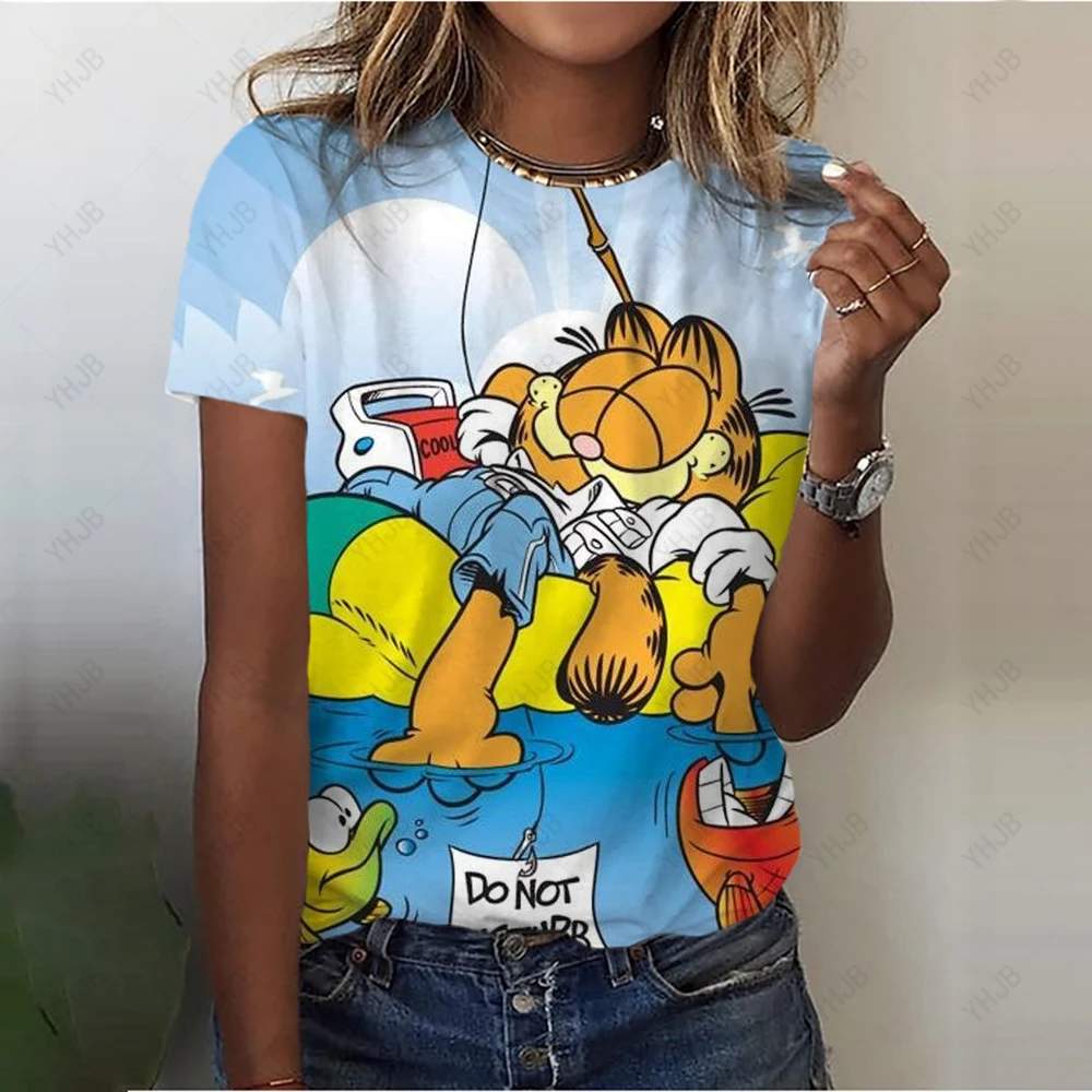 The Garfield Show Anime Kids T shirt Japanese Style Harajuku T Shirt 2023 Summer Fashion Casual